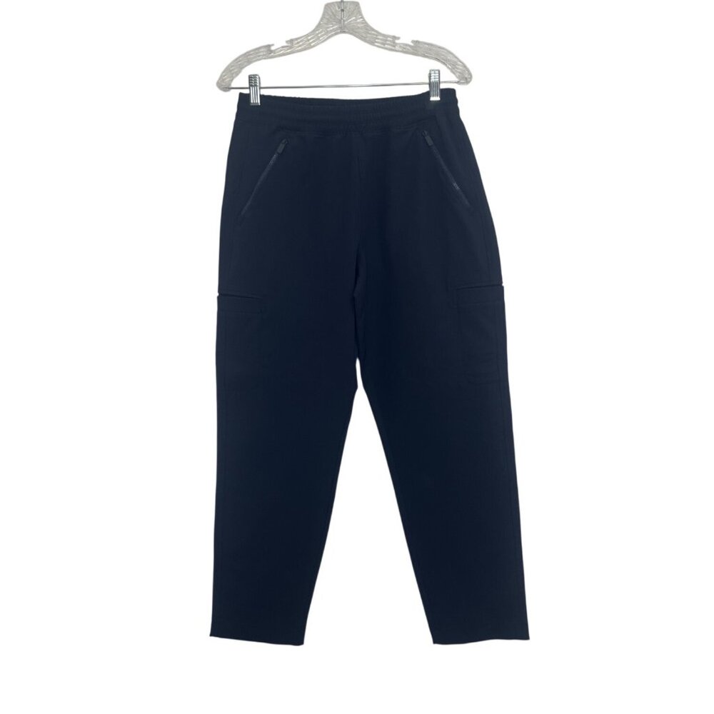 Stretch Tech Jogger Pants Quick Dry Small Blue Zipper Pockets Elastic Waist